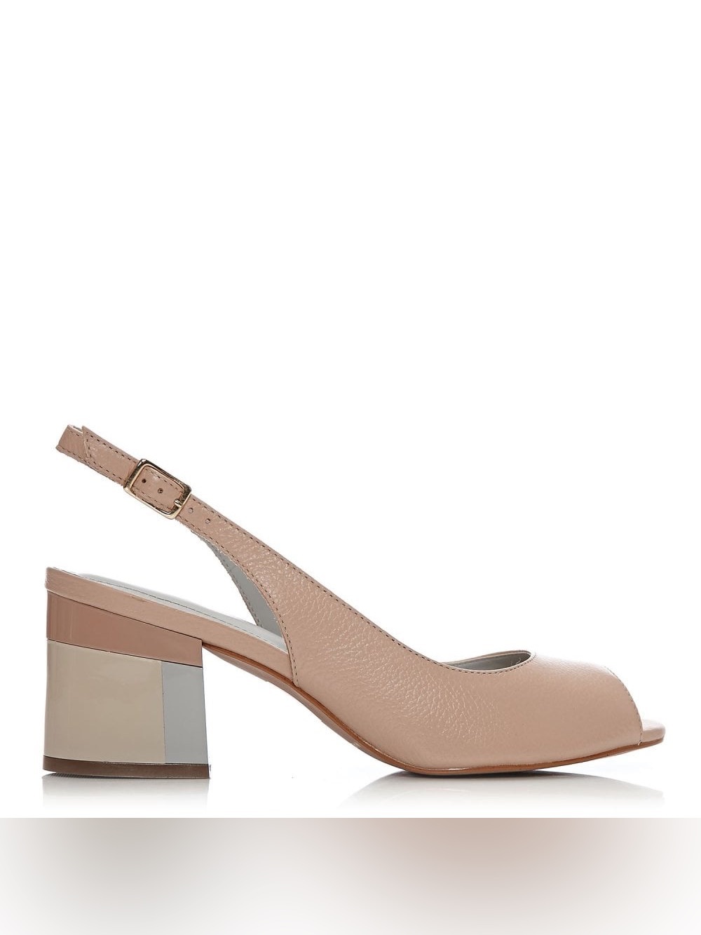 Sergio Rossi Peachy Nude Slingback Block Heel Pumps